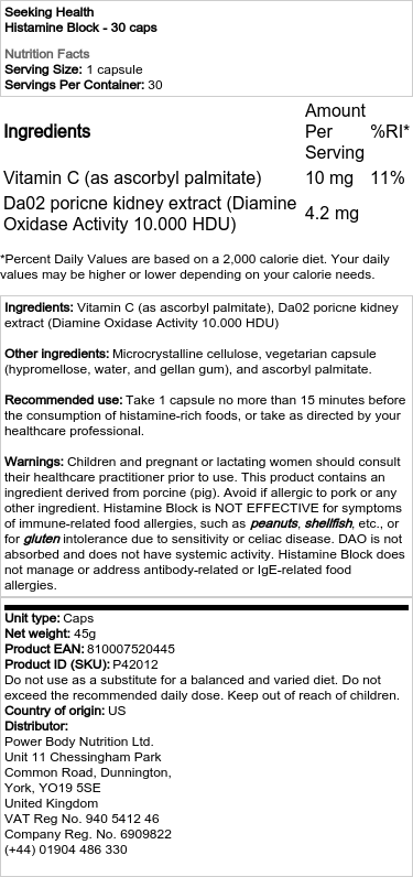 Seeking Health - Histaminblocker - 30 Kapseln – Bild 2