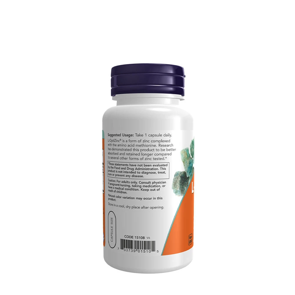 NOW Foods - L-OptiZink, 30 mg - 100 Kapseln – Bild 3