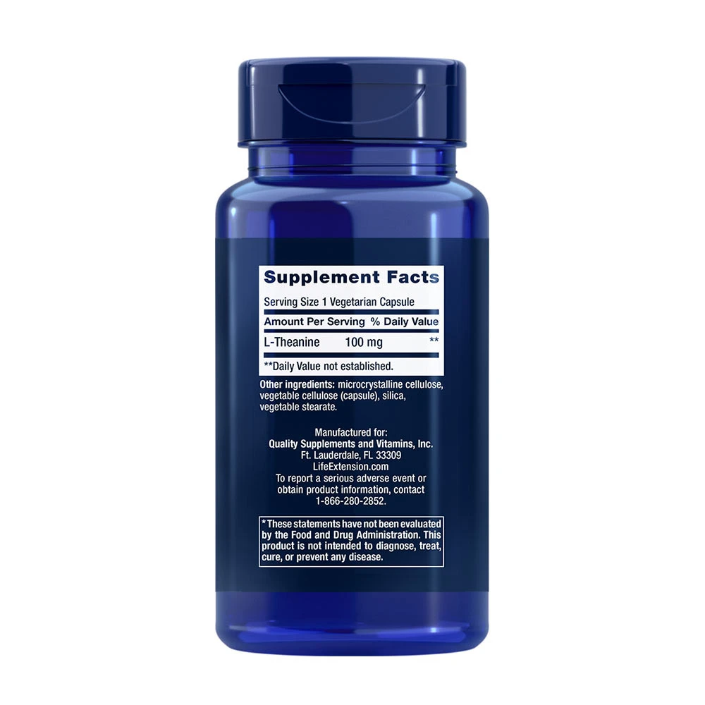 Life Extension - L-Theanin, 100 mg - 60 Kapseln – Bild 3