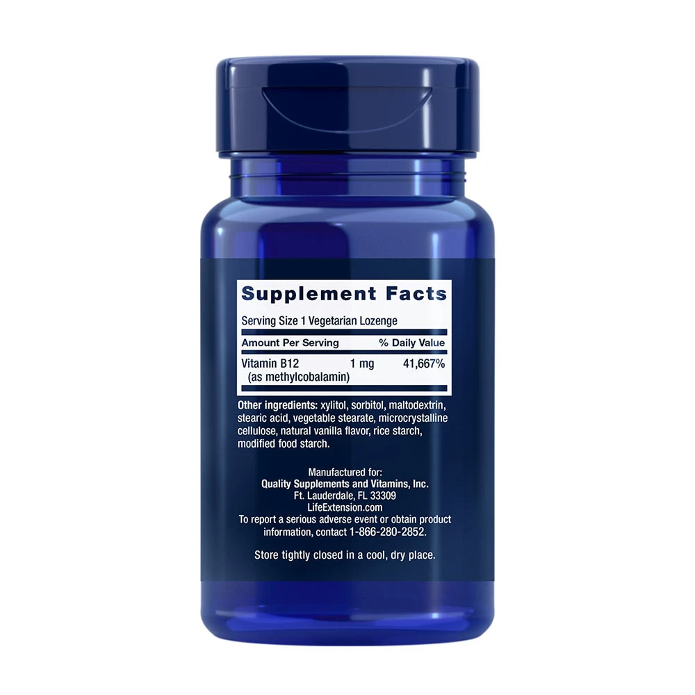 Life Extension - Methylcobalamin, 1 mg - 60 vegetarische Lutschtabletten – Bild 4