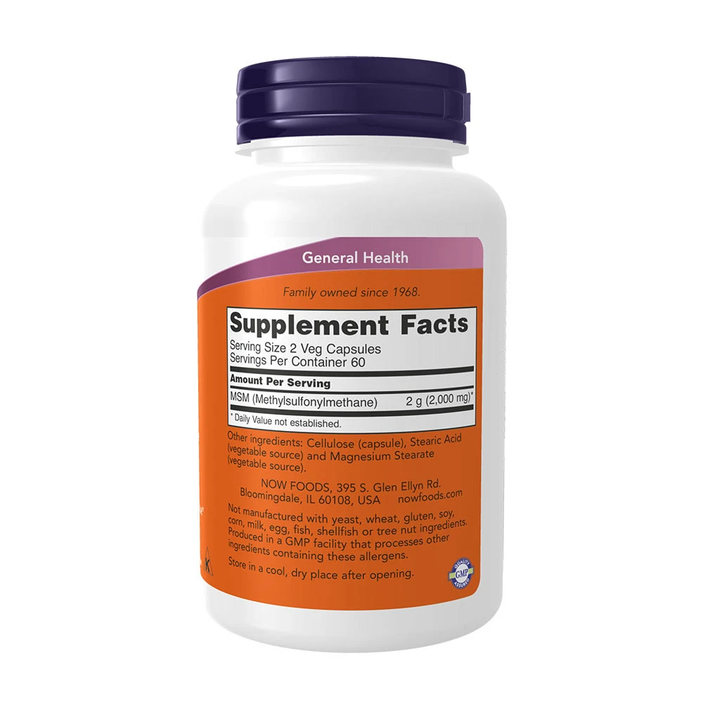 NOW Foods - MSM Methylsulfonylmethan, 1000 mg - 120 Kapseln – Bild 5