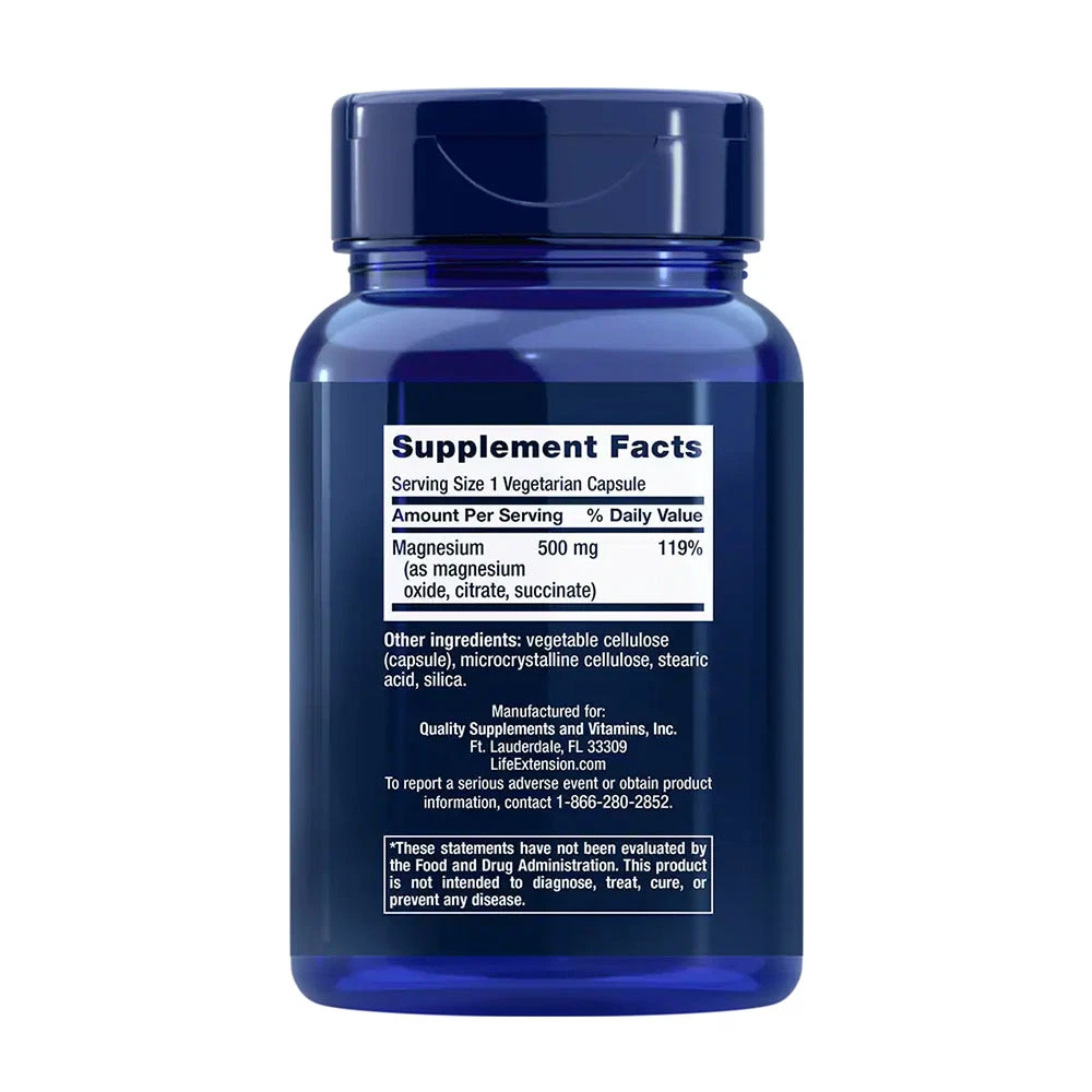 Life Extension - Magnesium-Kapseln, 500 mg - 100 Stück – Bild 3