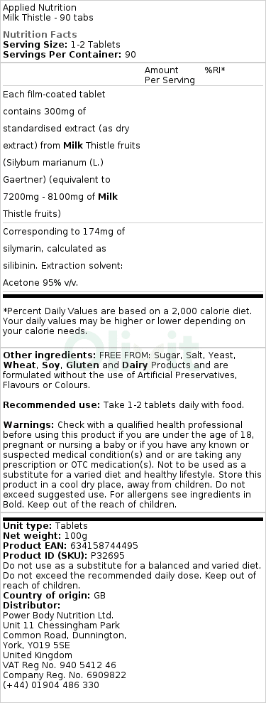 Applied Nutrition - Mariendistel - 90 Tabletten – Bild 2