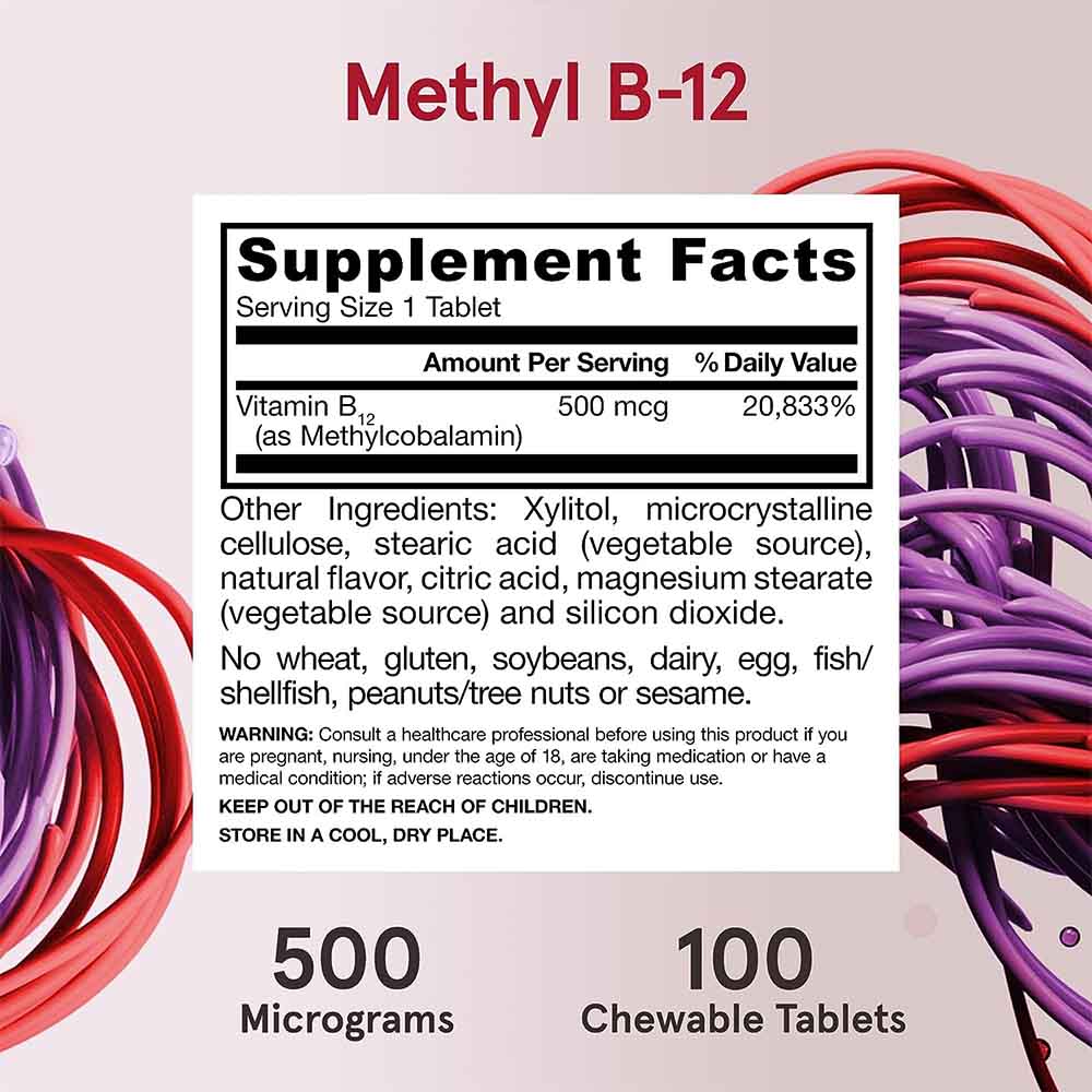 Jarrow Formulas - Methyl B-12, 500 mcg - 100 Lutschtabletten – Bild 7