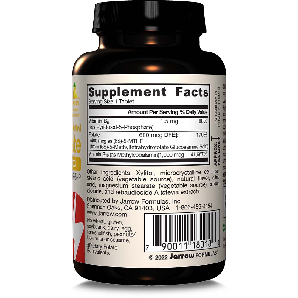 Jarrow Formulas - Methyl B-12 & Methylfolat, 400 mcg Zitrone - 100 Pastillen – Bild 6