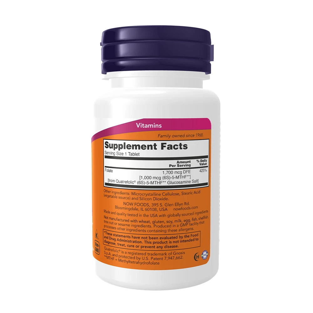 NOW Foods - Methylfolat, 1000 mcg - 90 Tabletten – Bild 4