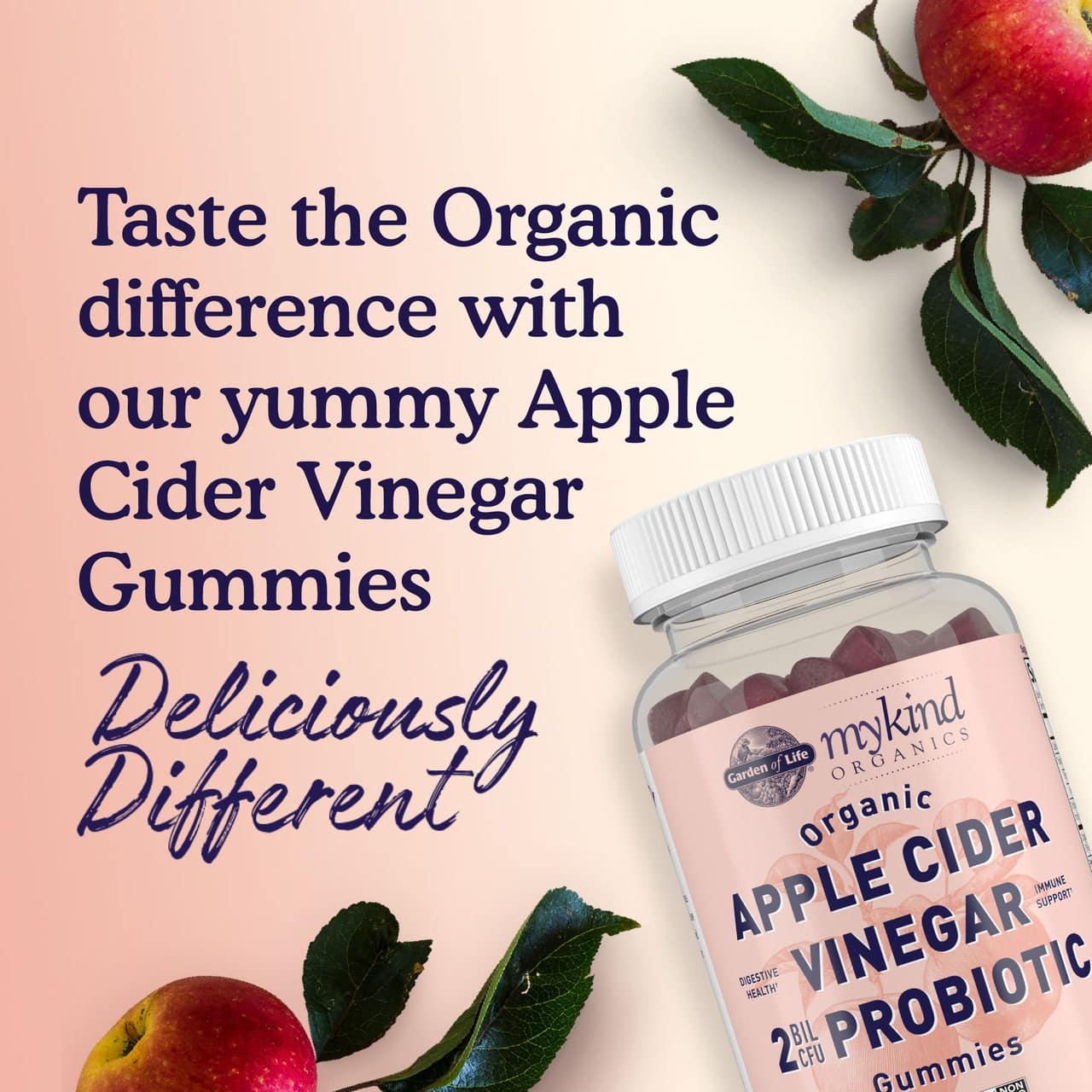 Garden of Life - Mykind Organics Apfelessig mit Probiotika - 60 vegane Gummibärchen – Bild 5