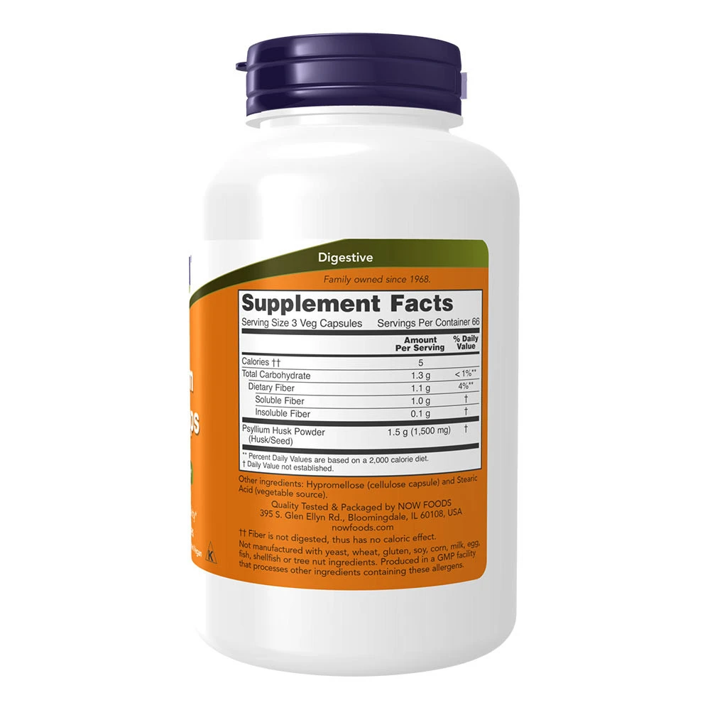 NOW Foods - Psylliumschalen 500 mg - 200 Kapseln – Bild 5