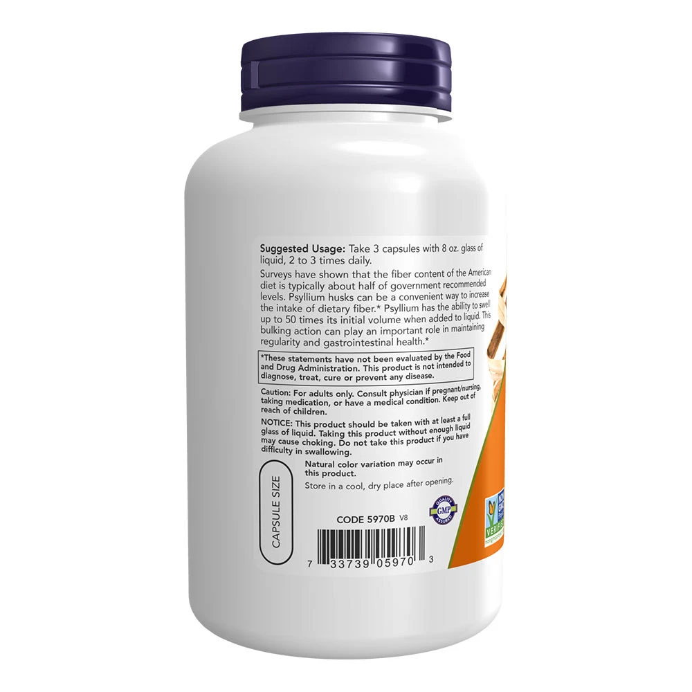 NOW Foods - Psylliumschalen 500 mg - 200 Kapseln – Bild 6