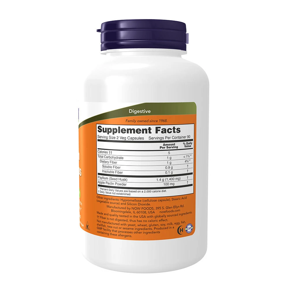 NOW Foods - Psylliumschalen mit Apfelpektin, 700 mg - 180 Kapseln – Bild 5