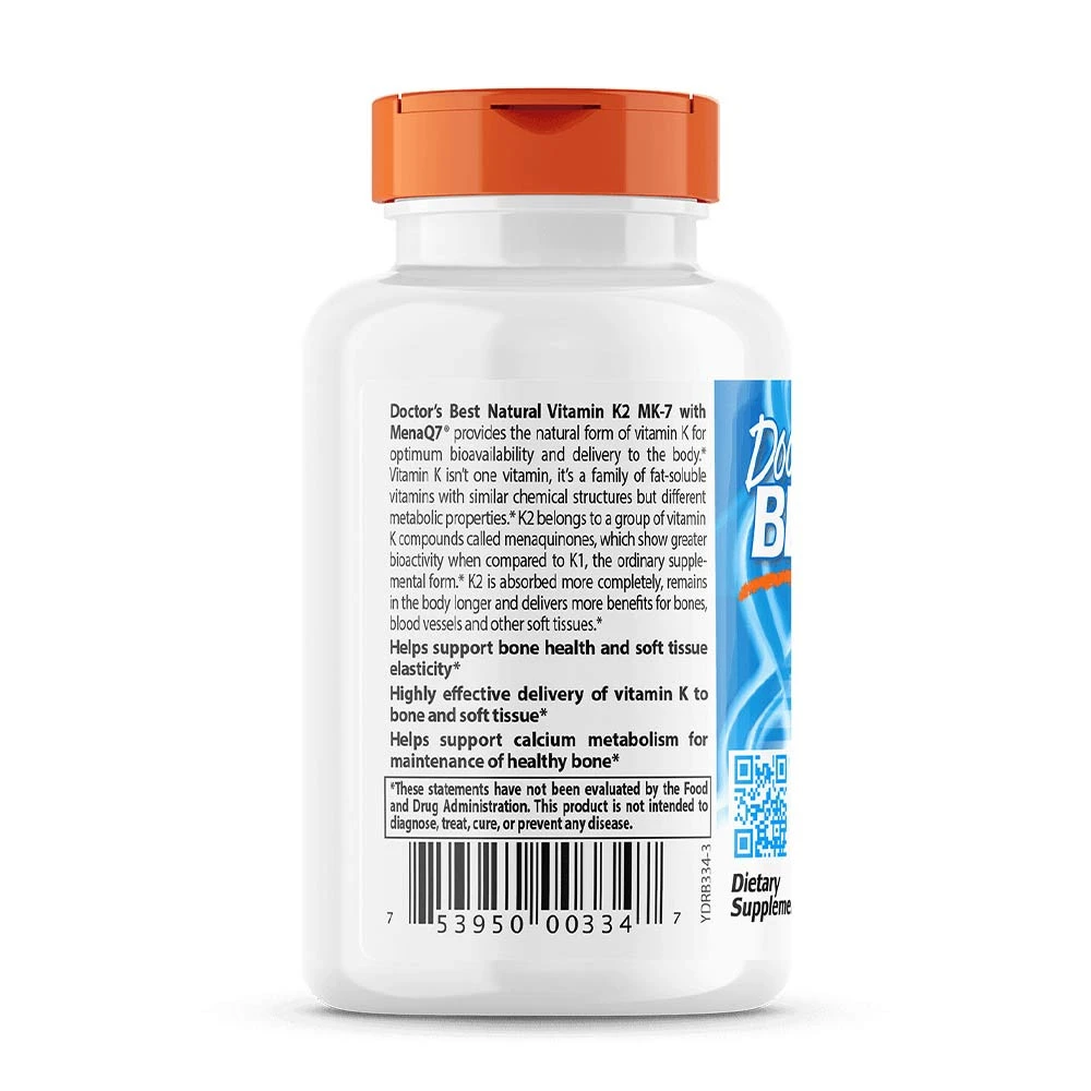Doctor's Best - Natürliches Vitamin K2 MK7 mit MenaQ7, 100 mcg - 60 Kapseln – Bild 5