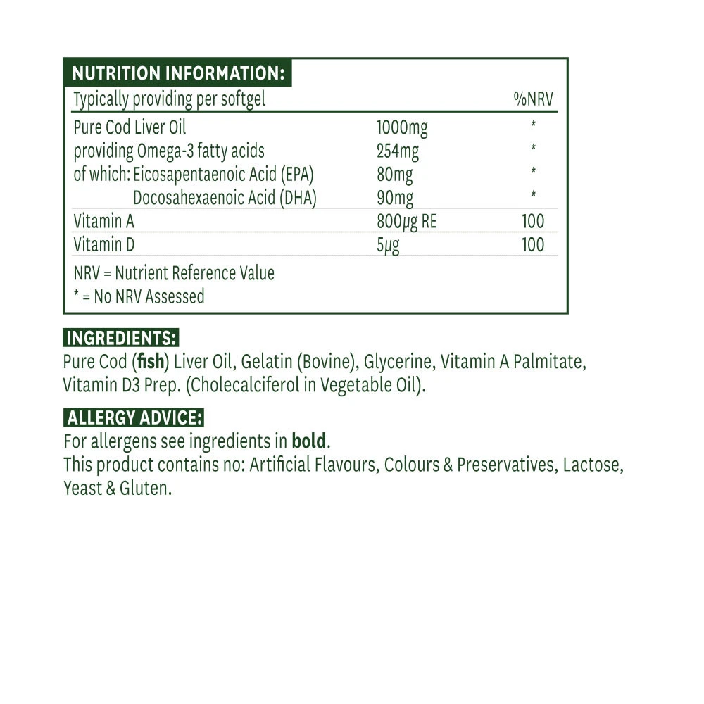 Natures Aid - Lebertran 1000 mg (90 Weichkapseln) – Bild 5