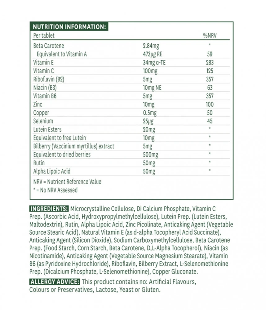 Natures Aid - Lutein-Augenkomplex (30 Tabletten) – Bild 4