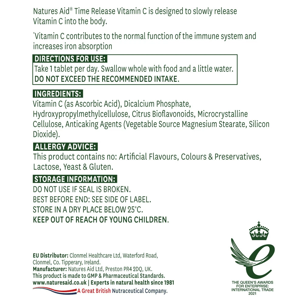Natures Aid - Vitamin C 1000 mg mit verzögerter Freisetzung (90 Tabletten) – Bild 2