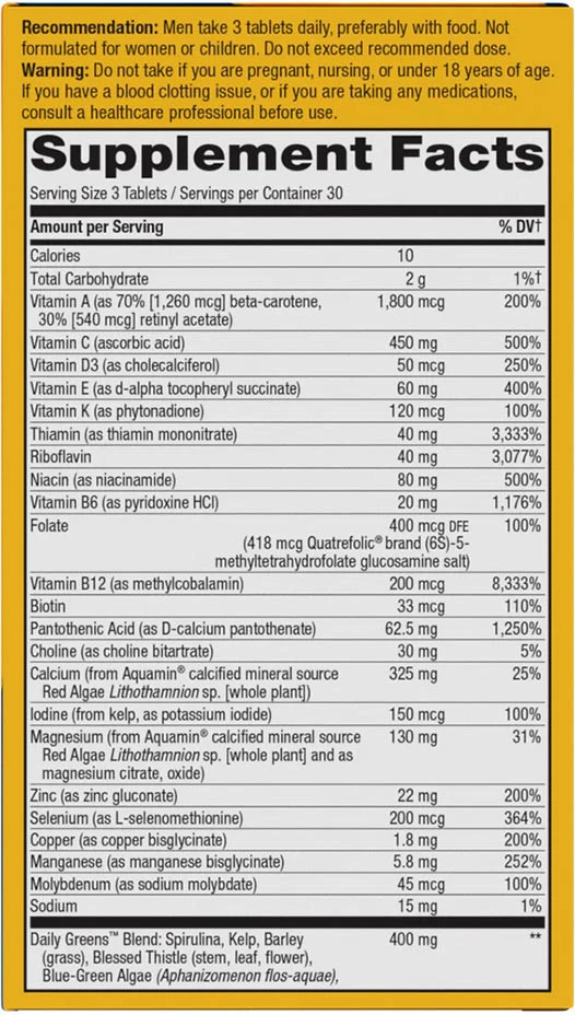 Nature's Way - Alive!® Max3 Tägliches Multivitamin für Männer (90 Tabletten) – Bild 4