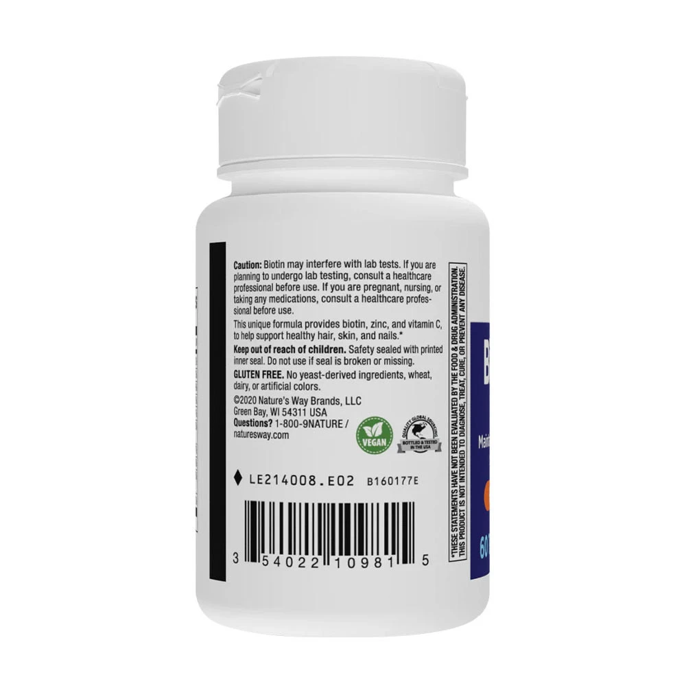 Nature's Way - Biotin Forte mit Zink (60 Tabletten) – Bild 3