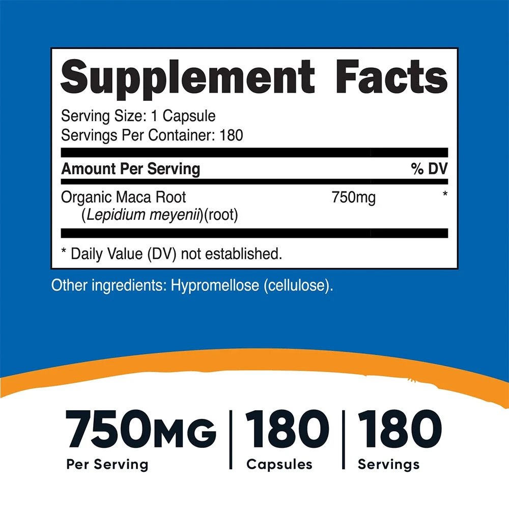 Nutricost - Macawurzel 750 mg (180 Kapseln) – Bild 2