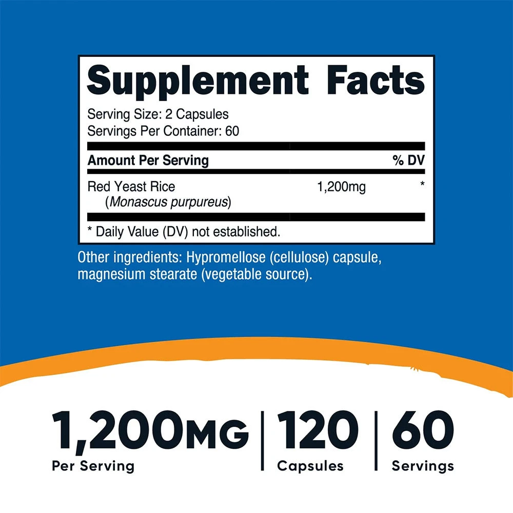 Nutricost - Roter Reis Hefe Kapseln 1200 mg (120 Kapseln) – Bild 5