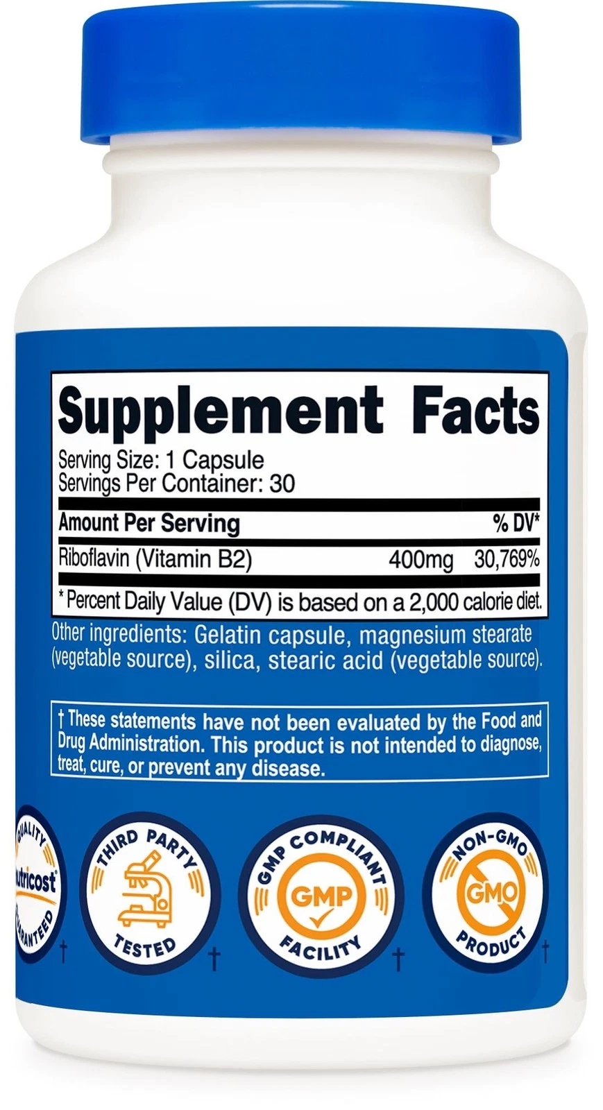 Nutricost Vitamin B2 Riboflavin 400 mg (30 Kapseln) – Bild 4