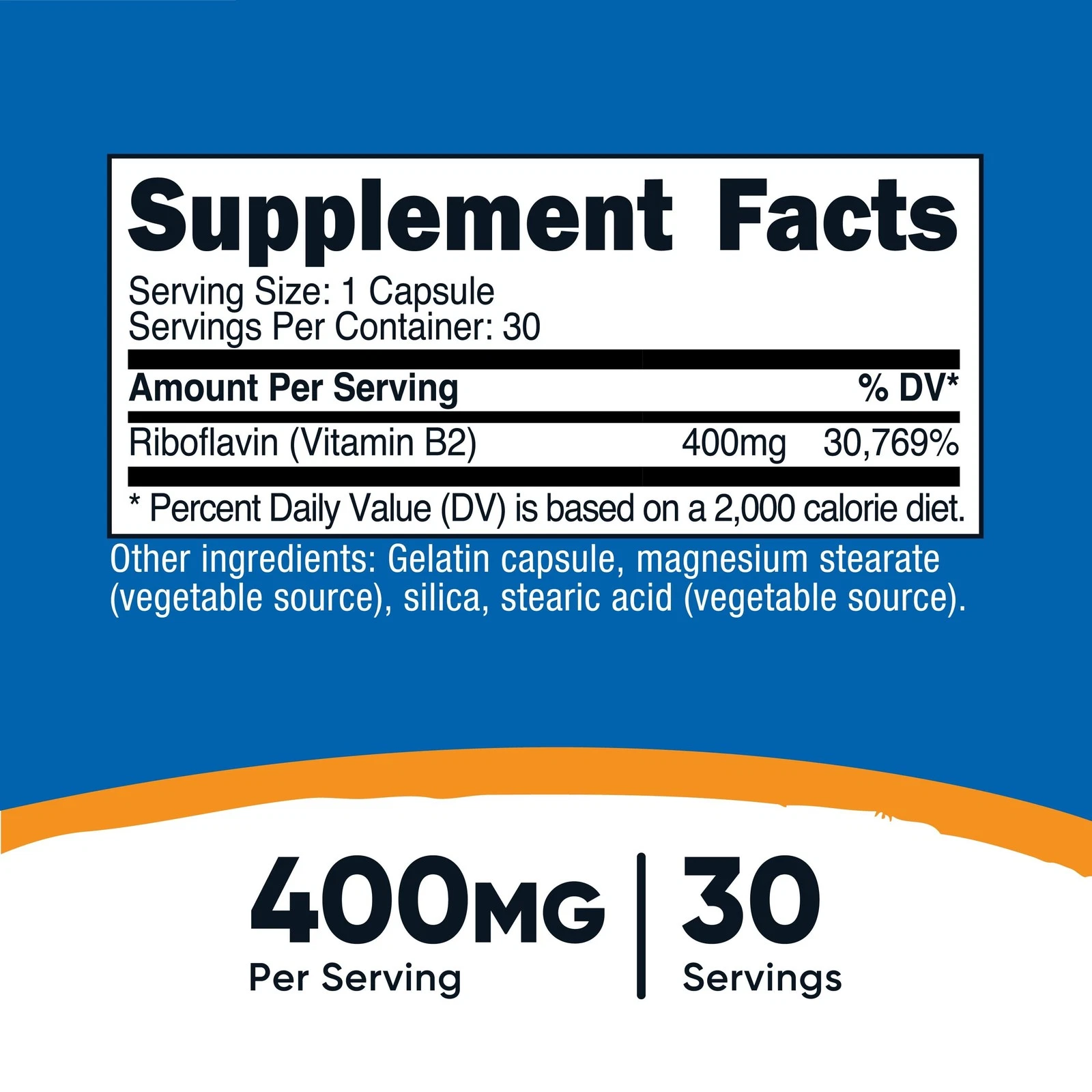 Nutricost Vitamin B2 Riboflavin 400 mg (30 Kapseln) – Bild 5