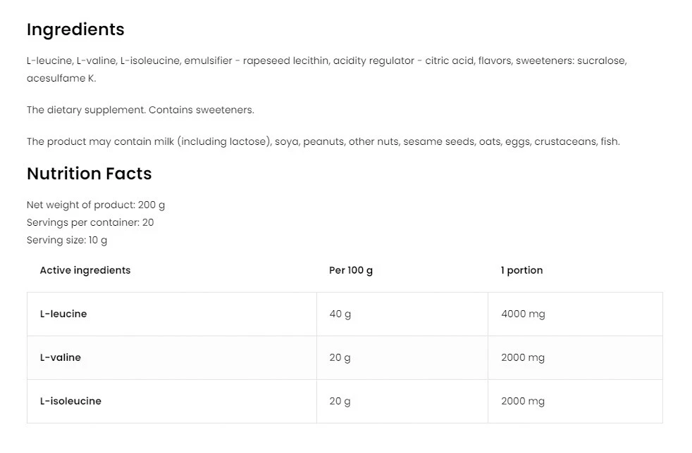 OstroVit - OstroVit BCAA 2-1-1 (200 g, Zitrone) – Bild 7