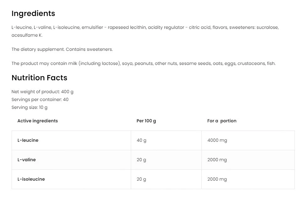 OstroVit - OstroVit BCAA 2-1-1 (400 g, Zitrone) – Bild 4