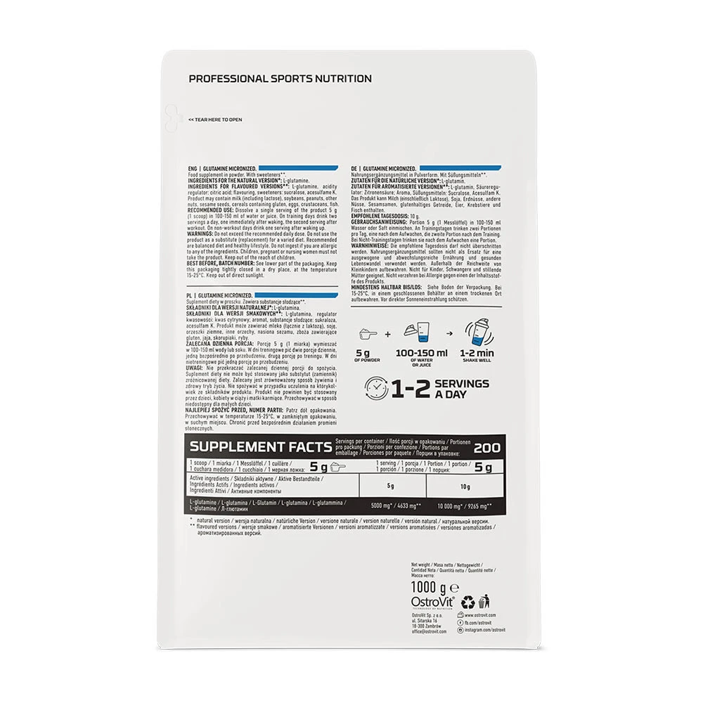 OstroVit - OstroVit Glutaminpulver (1000 g, Natur) – Bild 9