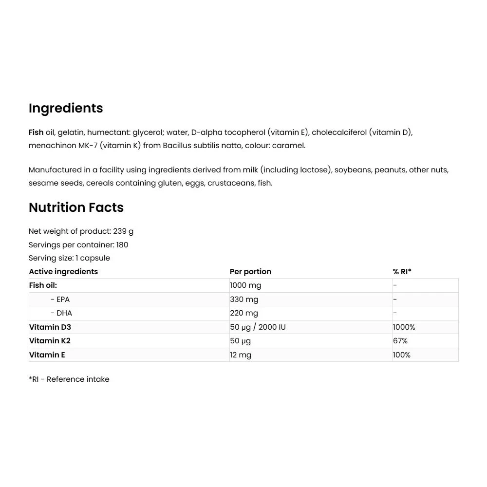 OstroVit - Omega 3 D3+K2 (180 Kapseln) – Bild 5