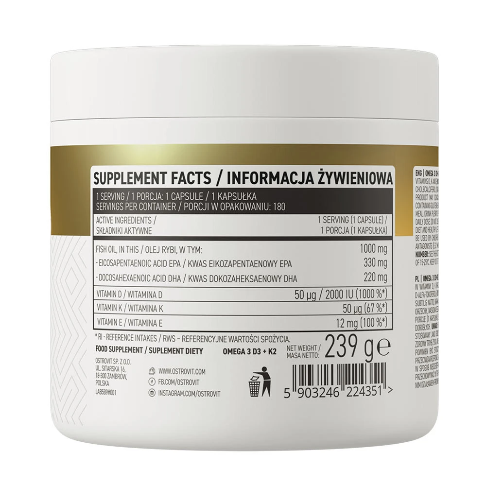 OstroVit - Omega 3 D3+K2 (180 Kapseln) – Bild 7