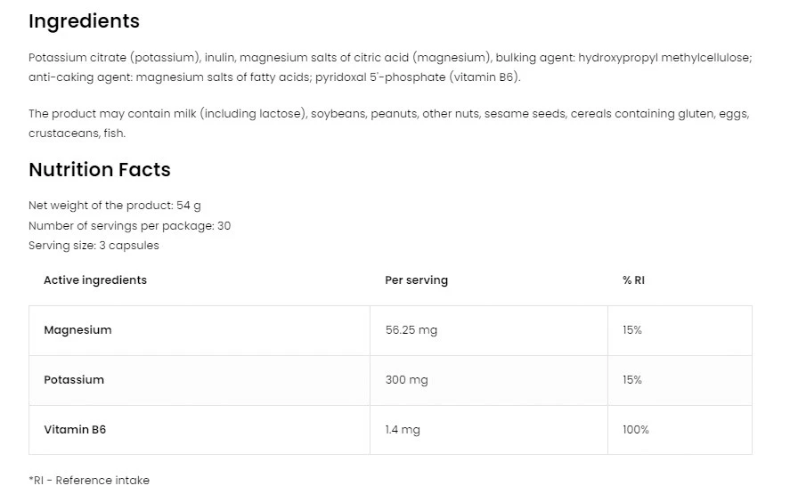 OstroVit Pharma - Magnesiumcitrat + Kalium + B6 P-5-P (90 Kapseln) – Bild 2