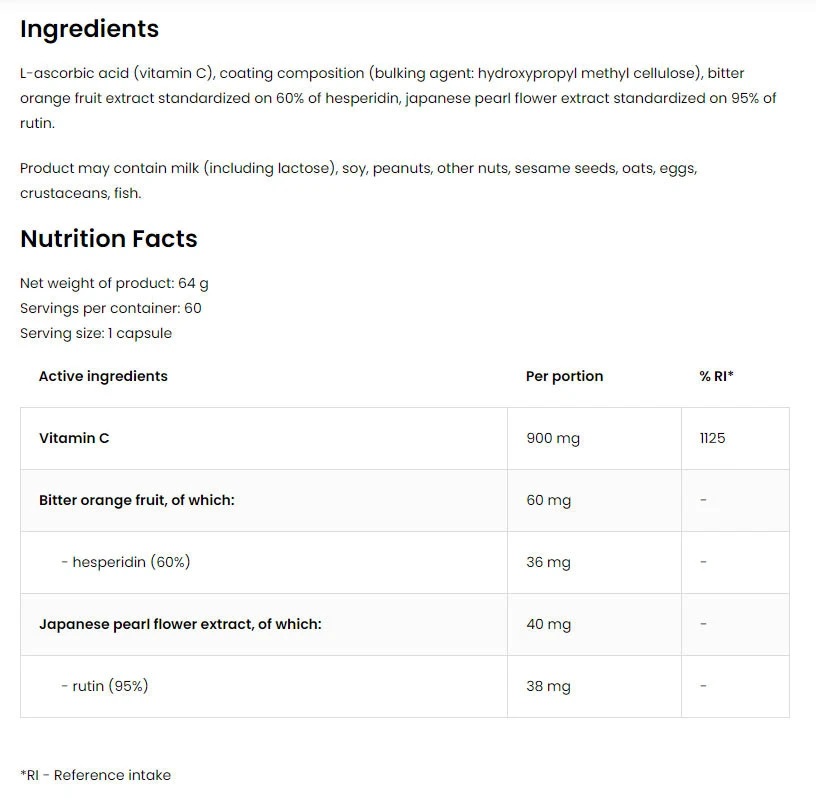 OstroVit - Vitamin C + Hesperidin + Rutin (60 Kapseln) – Bild 2