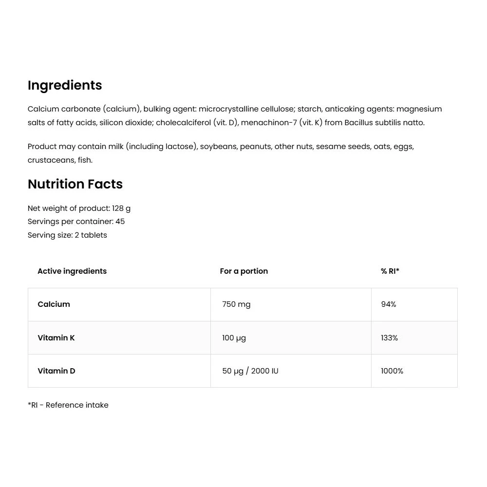 OstroVit - Vitamin D3 + K2 + Kalzium (90 Tabletten) – Bild 2