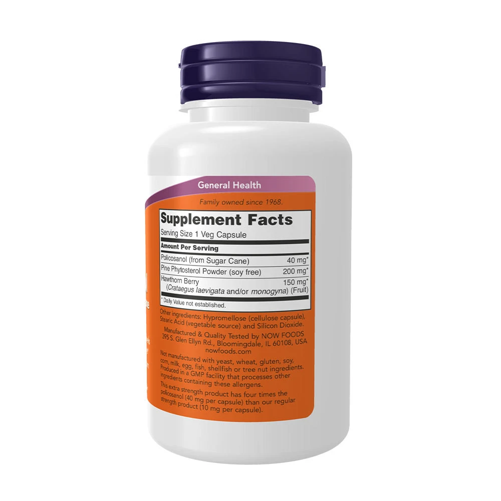 NOW Foods - Policosanol, 40 mg Extra-Stärke - 90 vegetarische Kapseln – Bild 4