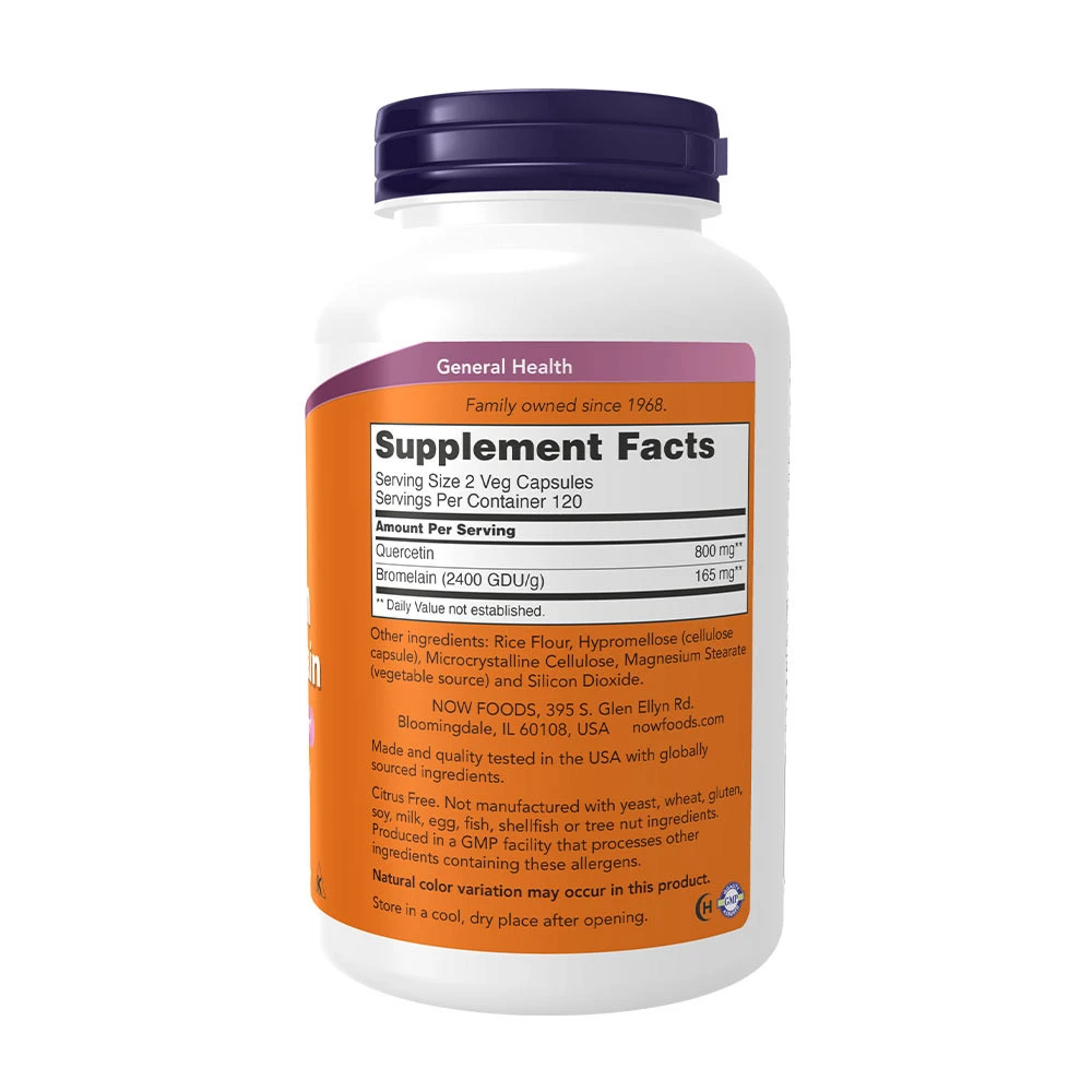 NOW Foods - Quercetin mit Bromelain - 240 vegane Kapseln – Bild 2