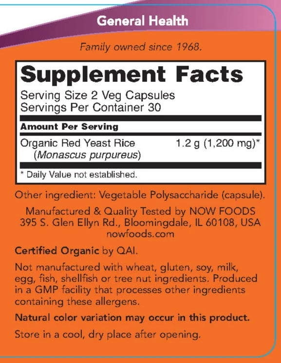 NOW Foods - Rote Reishefe 600 mg - 60 Kapseln – Bild 3