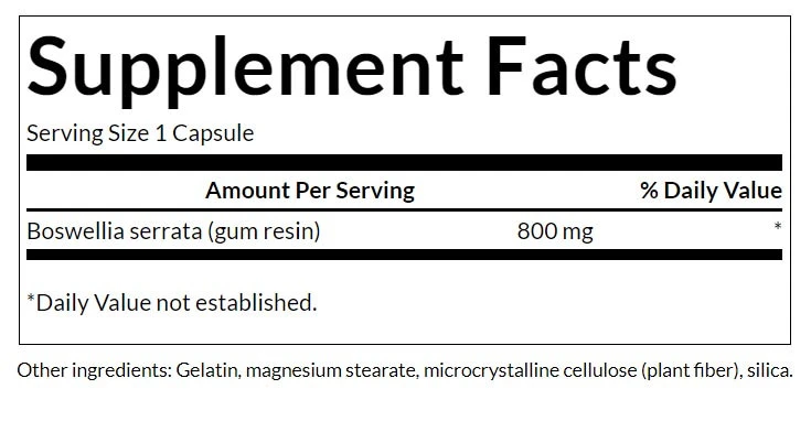 Swanson - Vollspektrum Boswellia, 800 mg Doppelte Stärke - 60 Kapseln – Bild 2