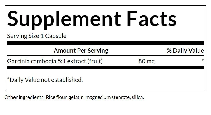 Swanson - Garcinia Cambogia 5:1 Extrakt, 80 mg - 60 Kapseln – Bild 2