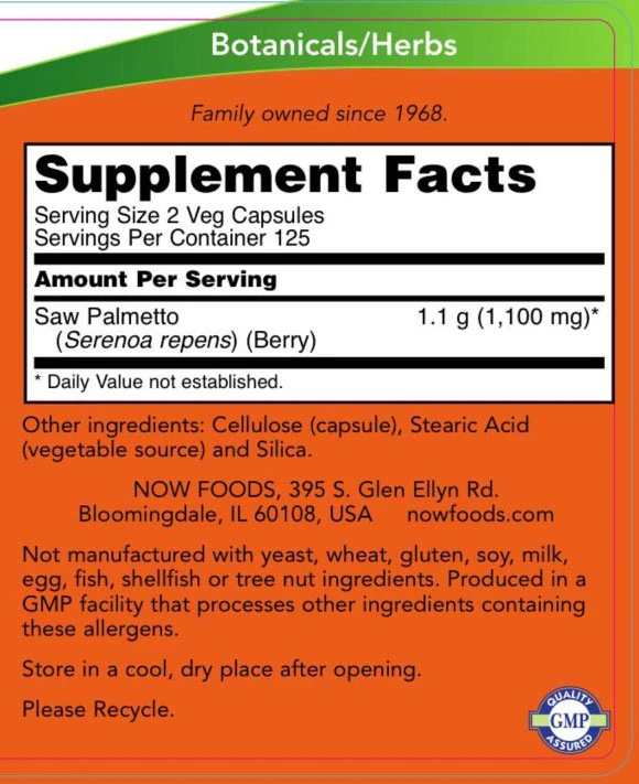 NOW Foods - Sägepalmenbeeren 550 mg - 250 Kapseln – Bild 4