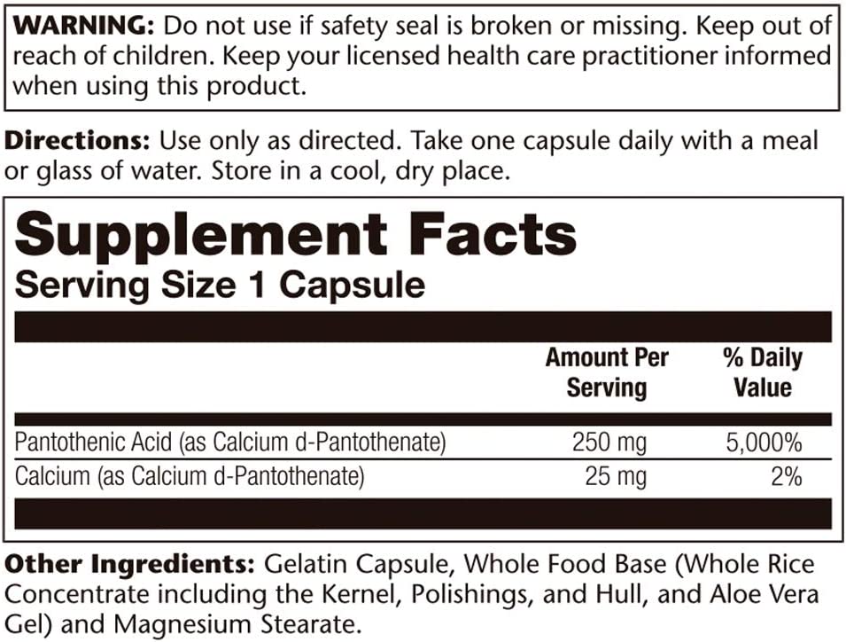 Solaray Pantothensäure 250 mg, 100 Kapseln – Bild 3