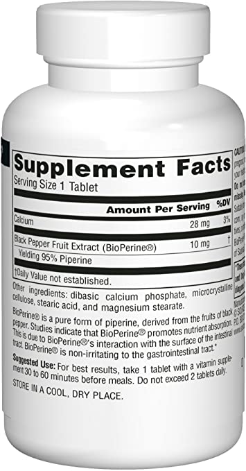 Source Naturals BioPerine 10 mg, 120 vegetarische Tabletten – Bild 3