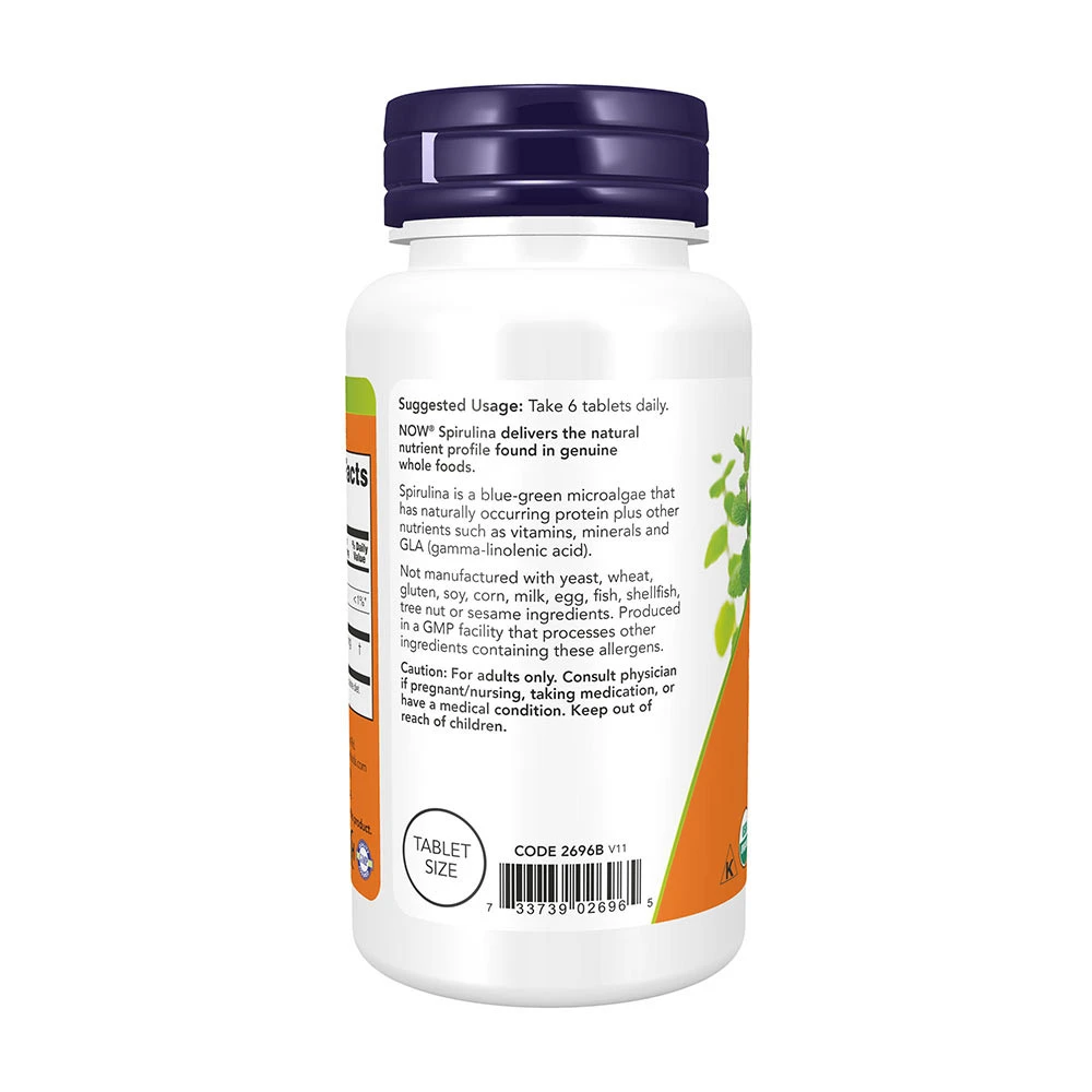 NOW Foods - Bio-Spirulina, 500 mg - 100 Tabletten: Gesundes Superfood aus kontrolliert biologischem Anbau – Bild 3