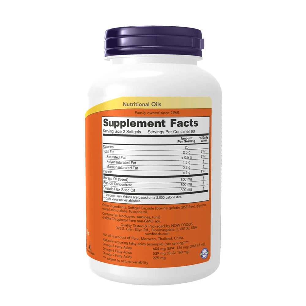 NOW Foods - Super Omega 3-6-9, 1200 mg - 180 Weichkapseln – Bild 4