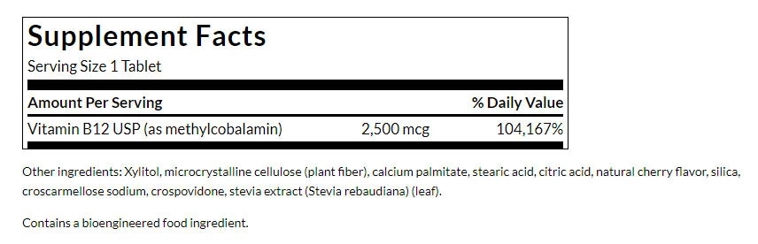 Swanson - Vitamin B-12 Methylcobalamin, 2500 mcg Kirsche - 60 Tabletten – Bild 6