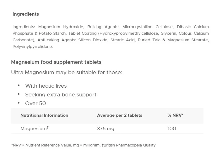 Vitabiotics Ultra Magnesium (60 Tabletten) – Bild 5