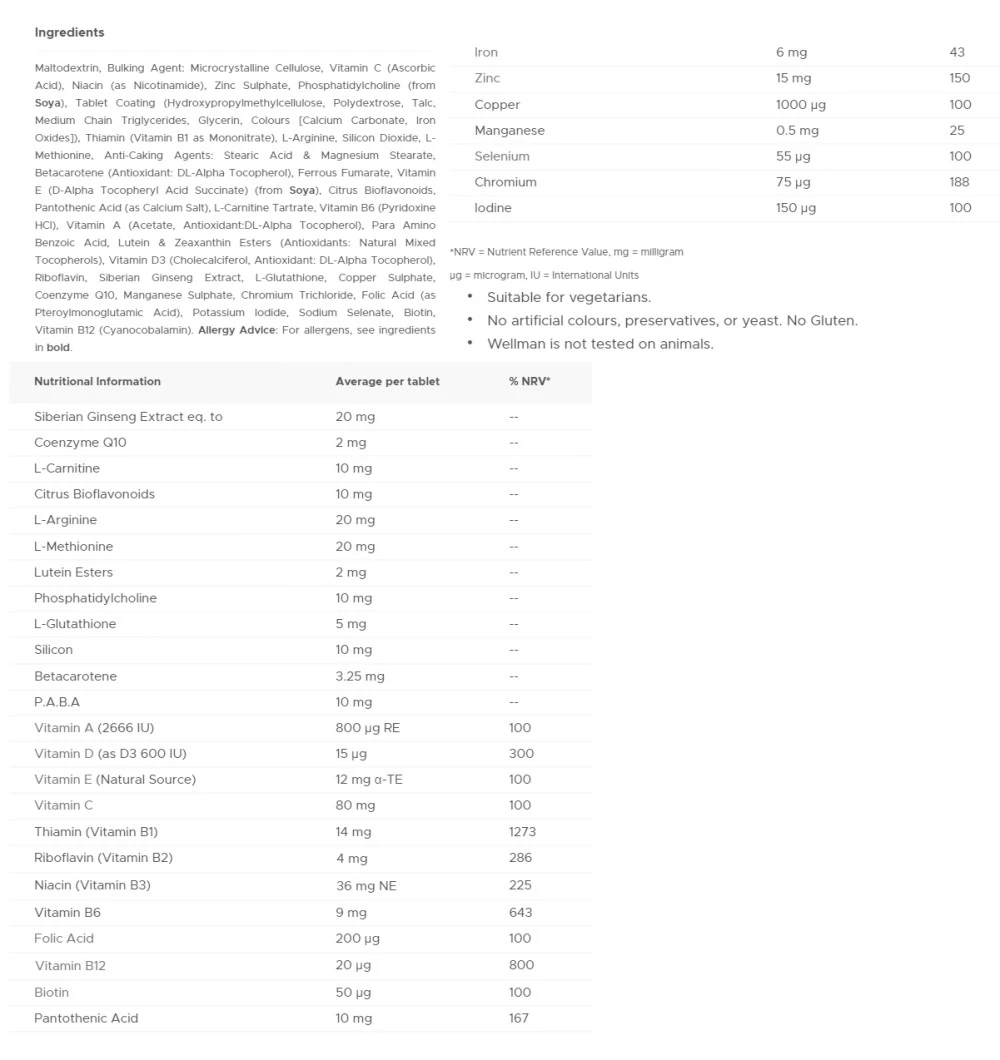 Vitabiotics - Wellman 50+ (30 Tabletten) – Bild 2