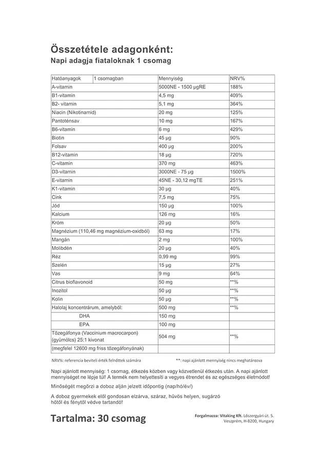 Vitaking - 365 Multivitamin Teen Pack (30 Packungen) – Bild 4