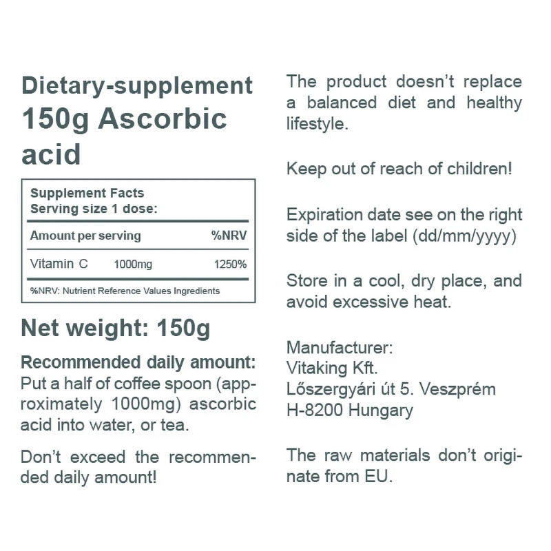 Vitaking - Ascorbinsäurepulver (Vitamin C) (150 g) – Bild 5