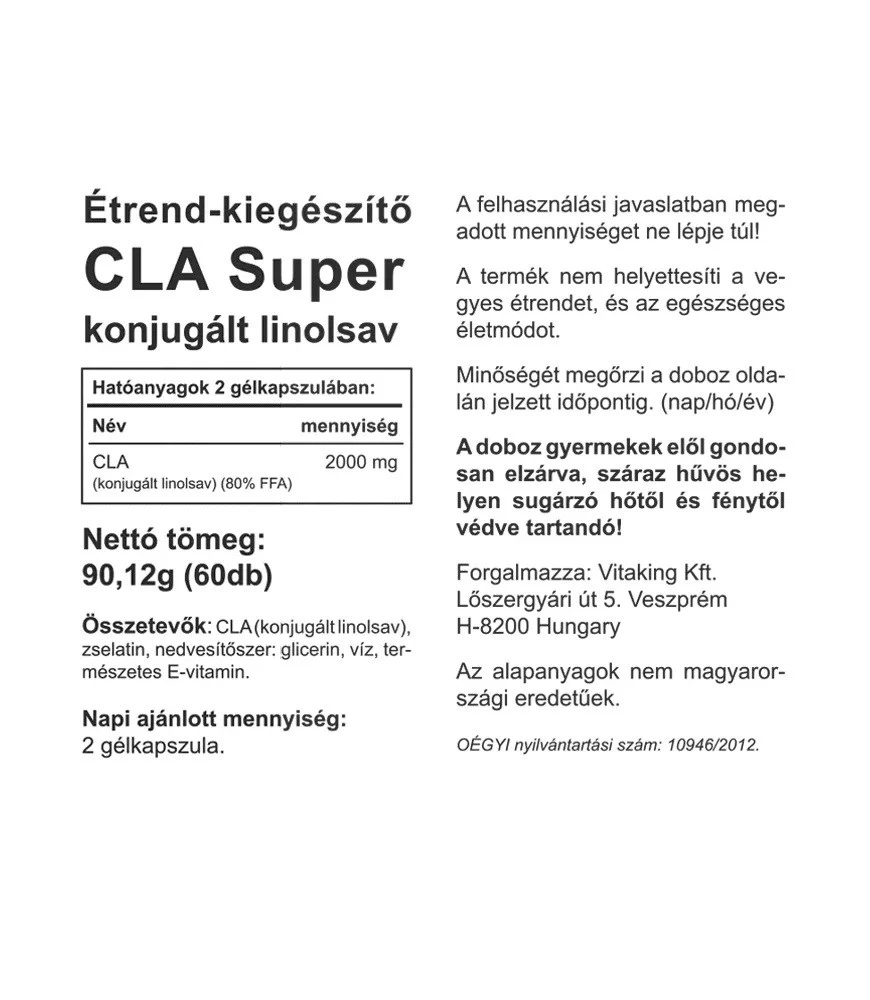 Vitaking - CLA Super 2000 mg (60 Weichkapseln) – Bild 2