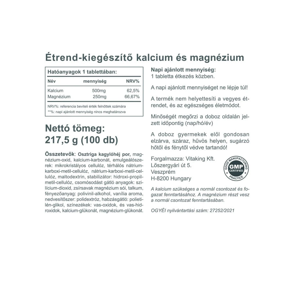 Vitaking - Calcium-Magnesium (100 Tabletten) – Bild 2