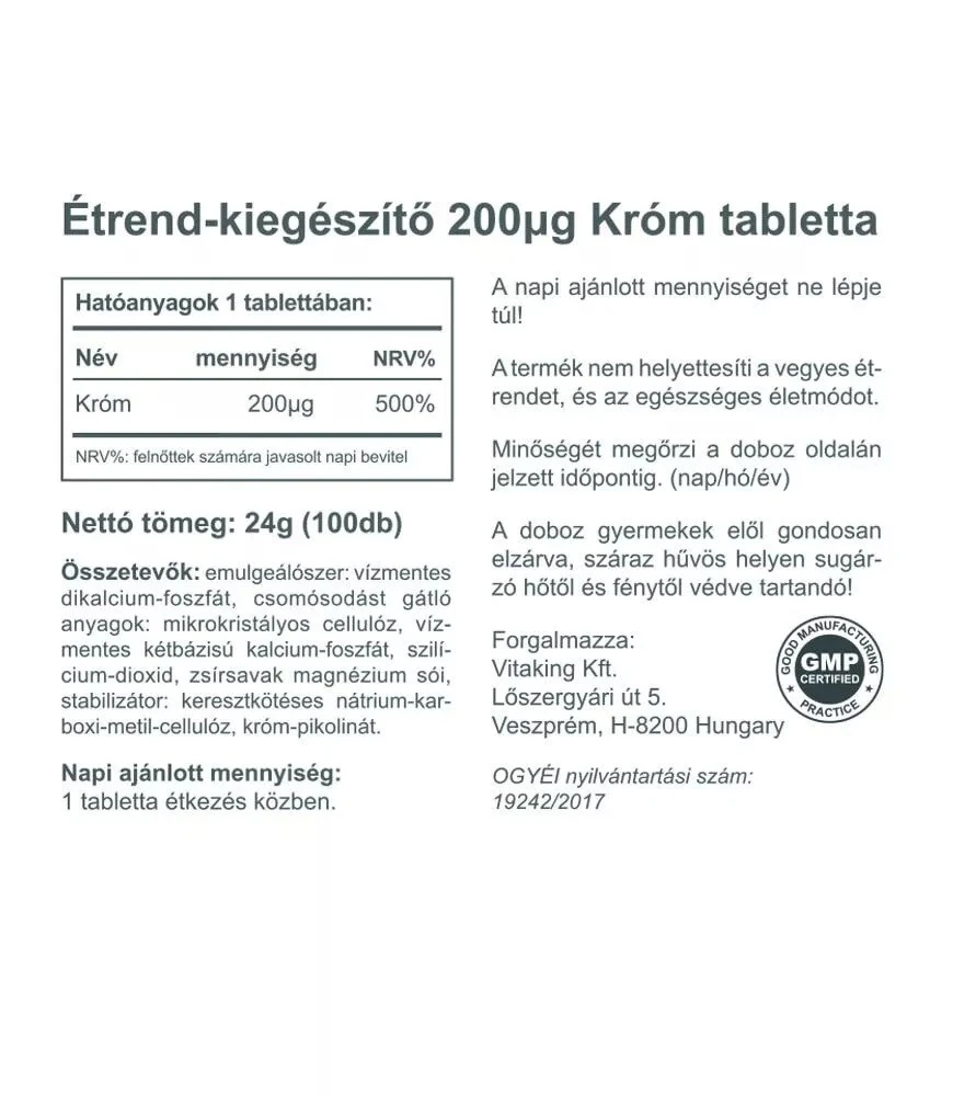 Vitaking - Chrom 200 mcg (100 Tabletten) – Bild 5